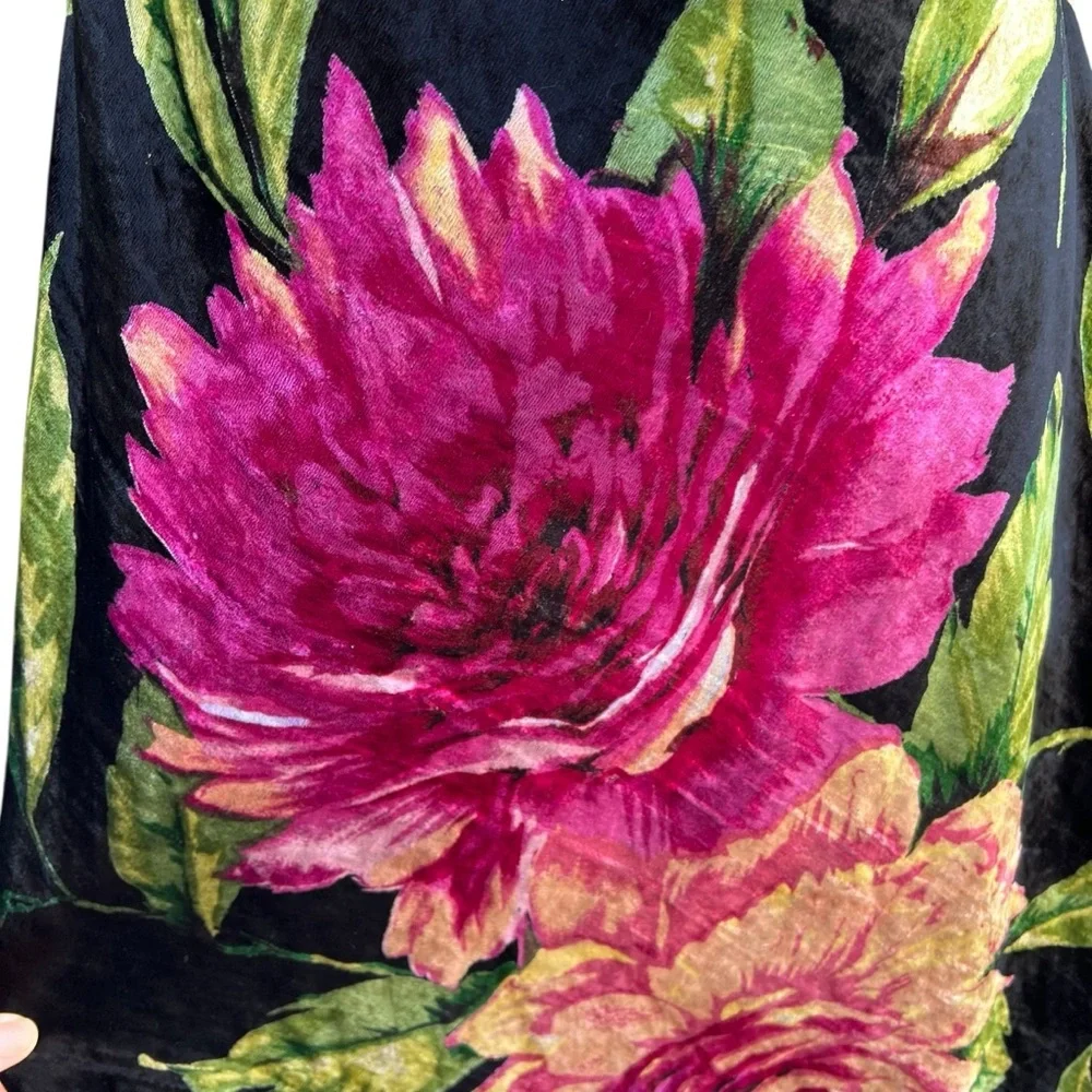 VTG Whimsigoth Velvet Floral Slip Dress Strappy Back 90s Nolita Romantic Vamp XL - Picture 13 of 17